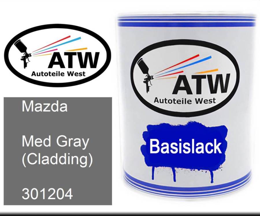 Mazda, Med Gray (Cladding), 301204: 1L Lackdose, von ATW Autoteile West.